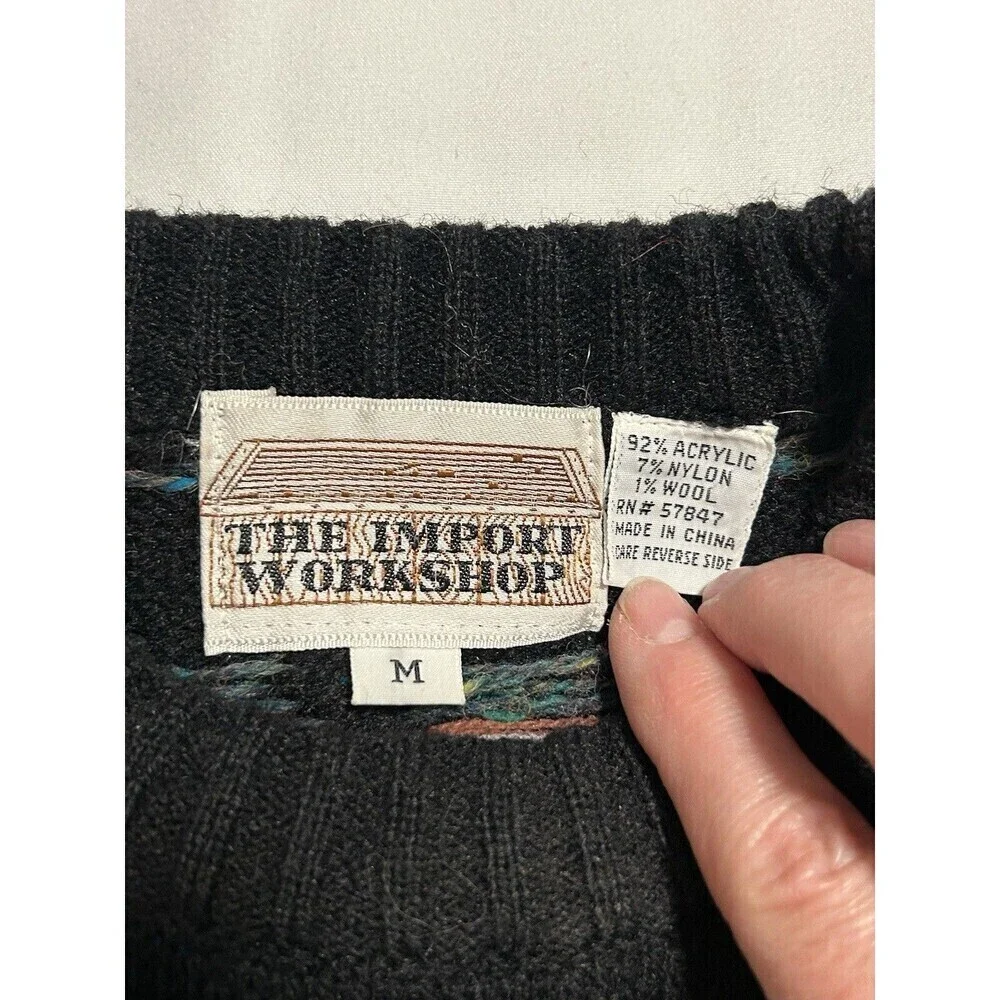 The Import Workshop Vintage Floral Black and Tan Sweater Medium